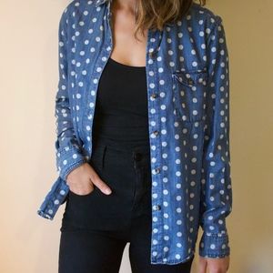 Urban Outfitters Polka Dot Chambray Button Down